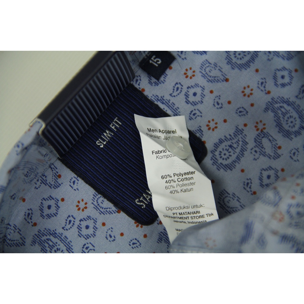 [COD] Kemeja Kerja Pria Formal Lengan Pendek STANLEY ADAMS Slim Fit Biru Motif Batik 08 | Hem Pria l Kemeja Matahari