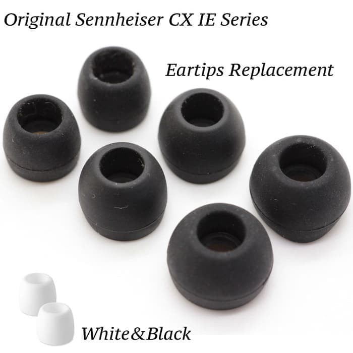 Original Sennheiser CX IE Series Eartips/Karet Replacement - Black L - Hitam