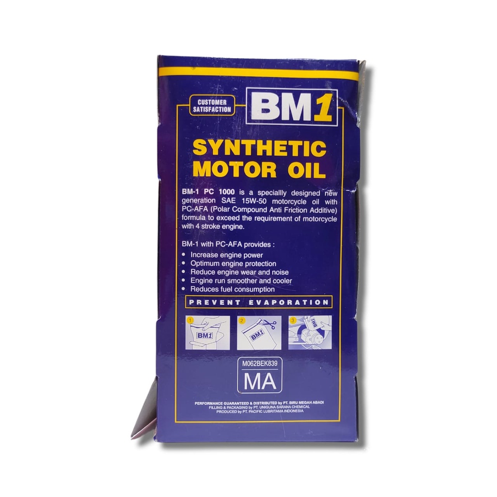 OLI BM1 PC-1000 15W50 SJ JASO MA PC-AFA 1 LITER SATRIA FU DLL ORIGINAL