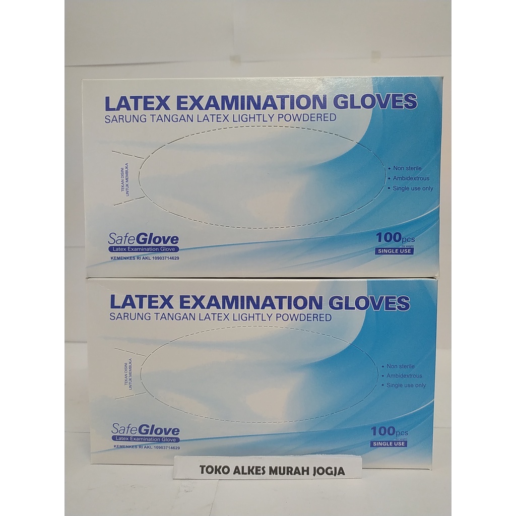 Sarung Tangan Medis Karet Latex Safeglove 1 Box isi 100 pcs