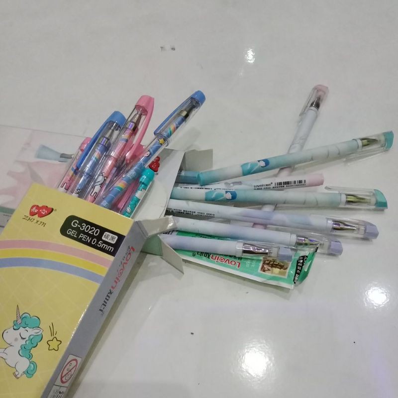 (ISI 12) PULPEN GEL WARNA HITAM PEKAT PULPEN GEL KOREA MURAH