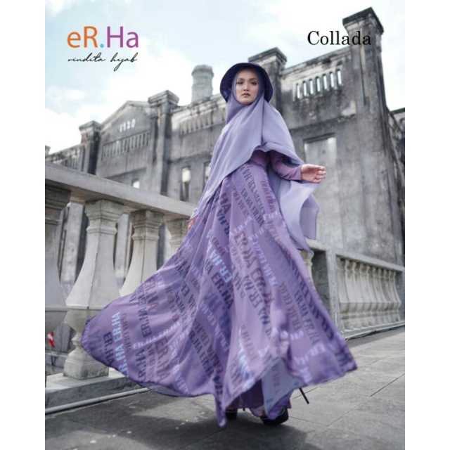 [ER.HA BY RINDITA HIJAB] GAMIS SYARI / DRESS SET PRINTING " COLLADA " BY ERHA