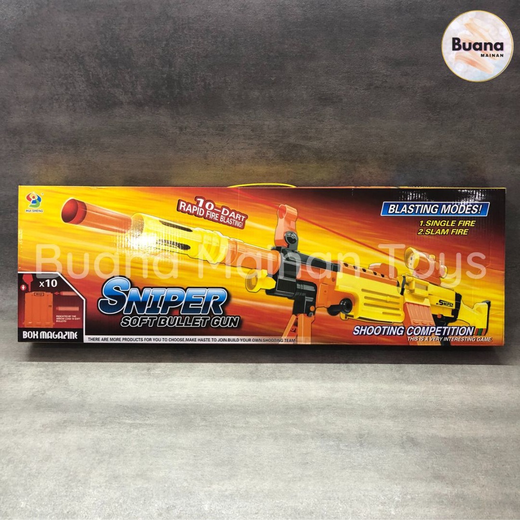 MAINAN ANAK SNIPER SOFT BULLET 7003 BLASTNG SHOOT PELURU BUSA PISTOL BATERAI AUTOMATIC OTOMATIS