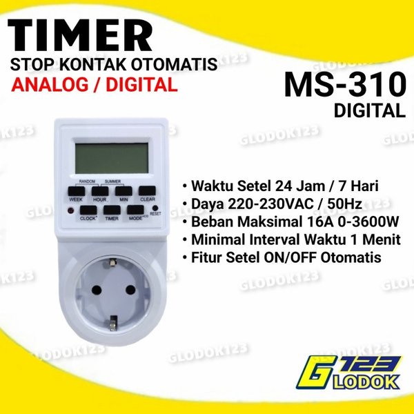 Stop Kontak Timer ON OFF Listrik Otomatis Manual Analog Digital 24 Jam