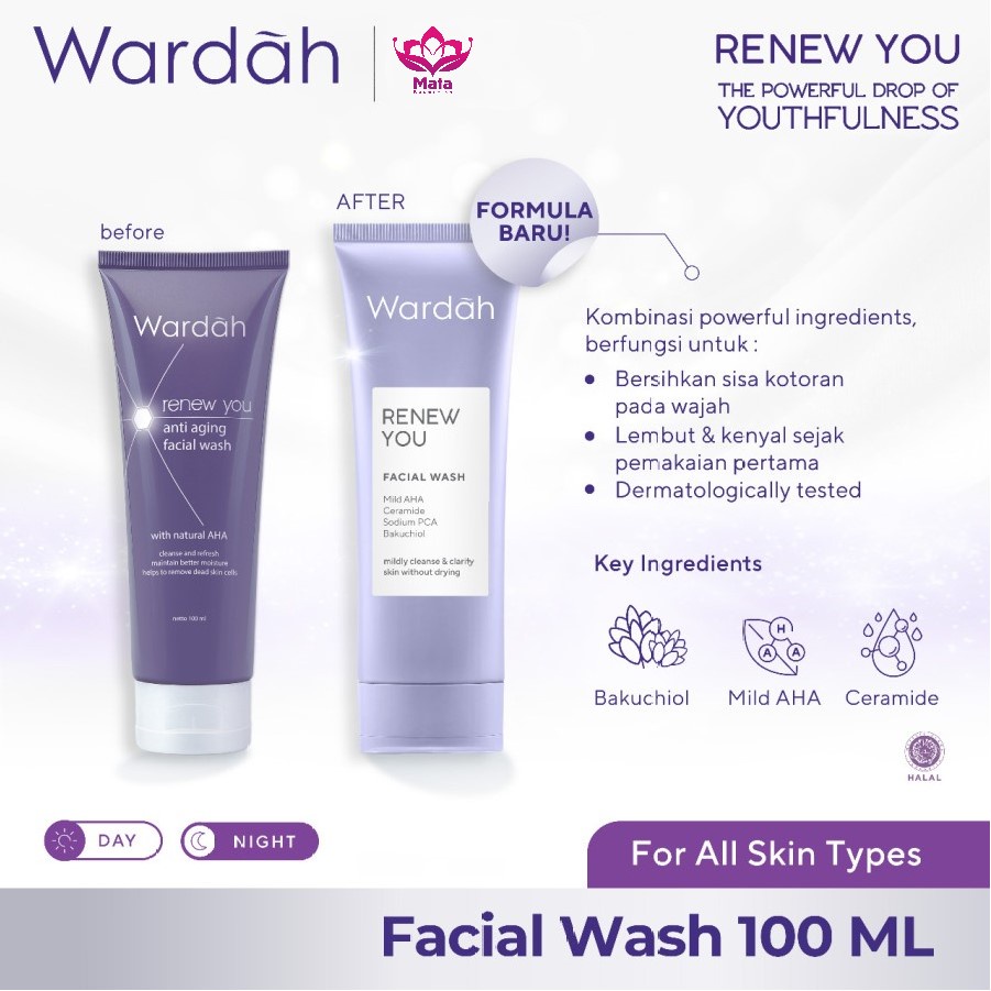 Wardah Renew You Anti Aging Facial Wash 100 ml - Pembersih Wajah