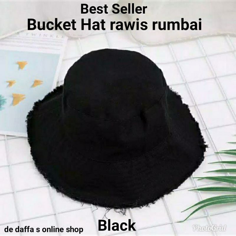 Bucket Hat Ripped End Topi Bucket Hat Rawis Rumbai Aneka Warna