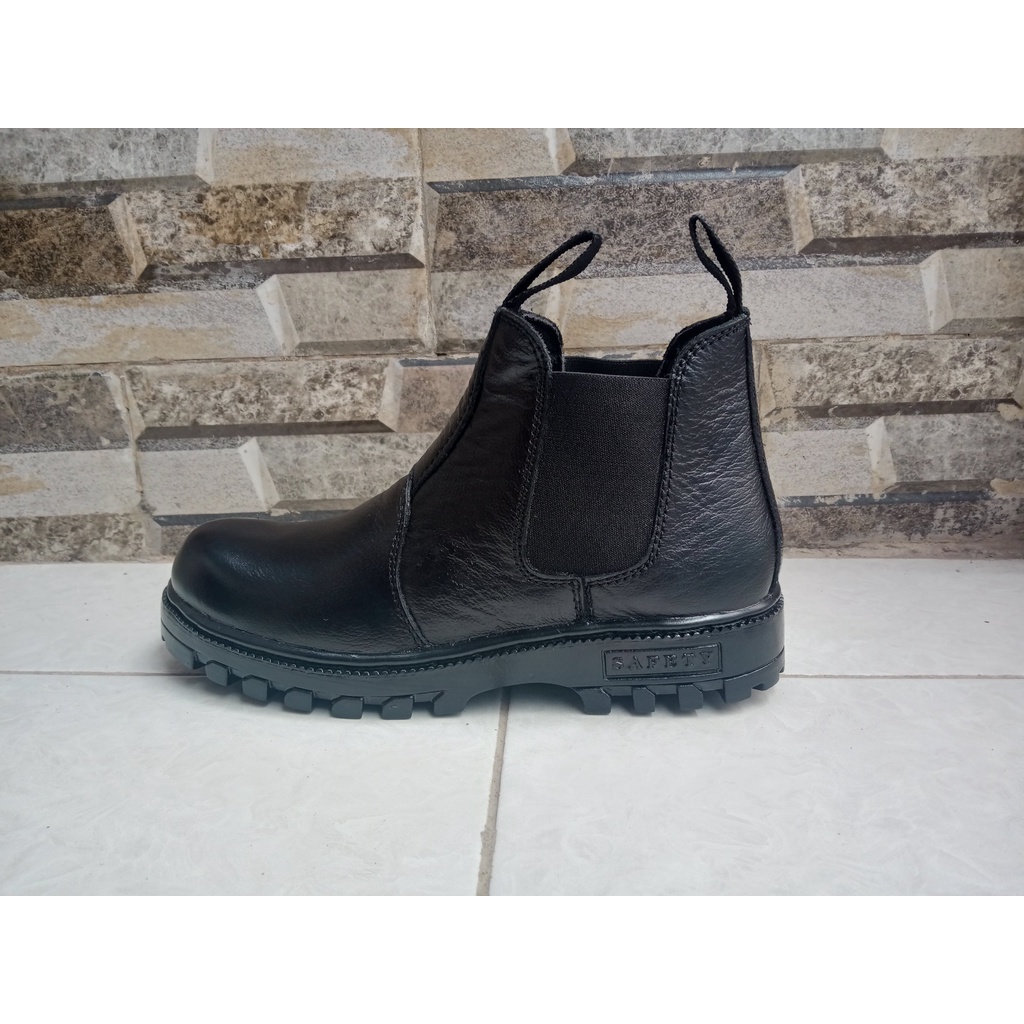 Sepatu Safety Karet Samping Kulit Asli King