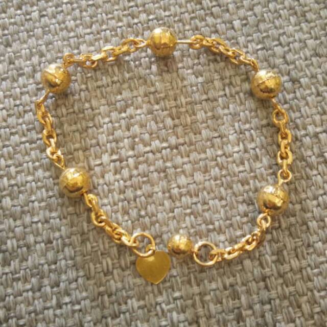 Gelang nori bola lapis emas 24 k