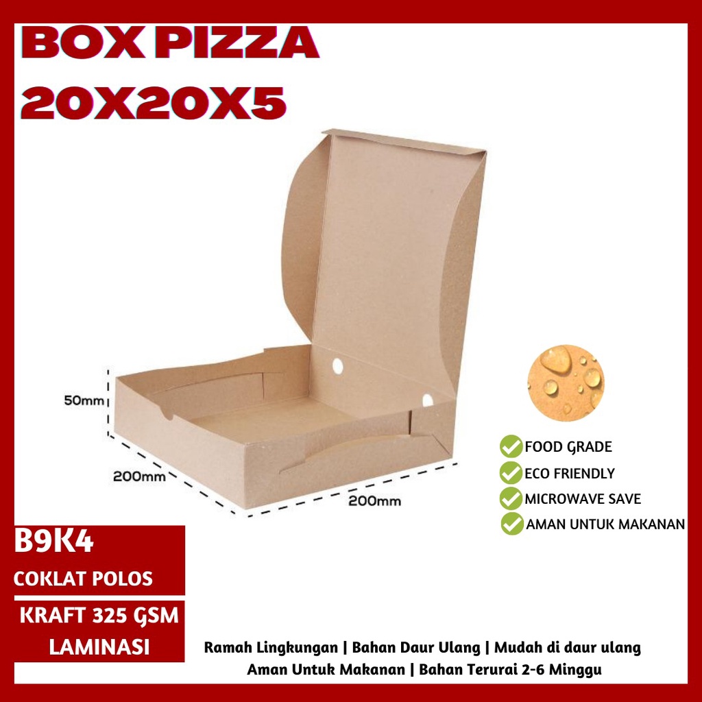 Dus Pizza 20X20 Box Pizza 325 Gsm Laminasi (B9K4-20X20X5 Cm)