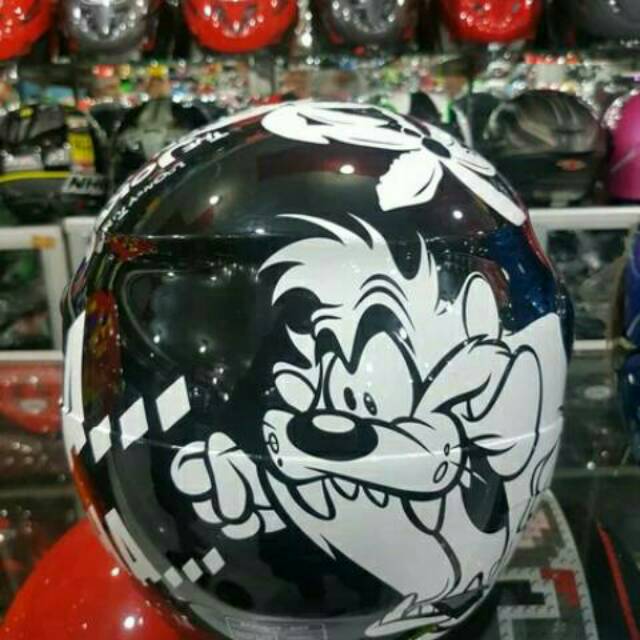 TERBARU DAN MURAH HELM GM EVO TAZMANIA 32 BLACK SILVER GLOSSY HALF FACE ,