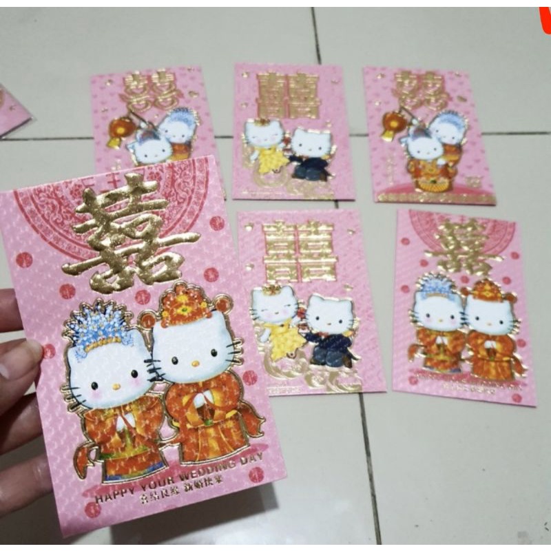 1 Pack isi 6 buah ANGPAO Angpau AMPLOP Pernikahan Wedding Hello Kitty Karakter Lucu