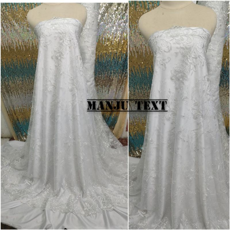 Kain - bahan tile renda mutiara /bahan tille mutiara/cocok untuk dress gaun pesta dll PROMO TERMURAH