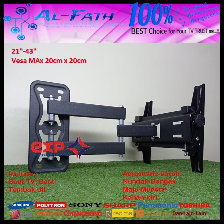 Bracket TV COOCAA 14 s/d 43 inch 6 ARAH FULL BESI SUPER KOKOH GARANSI 100% ORI