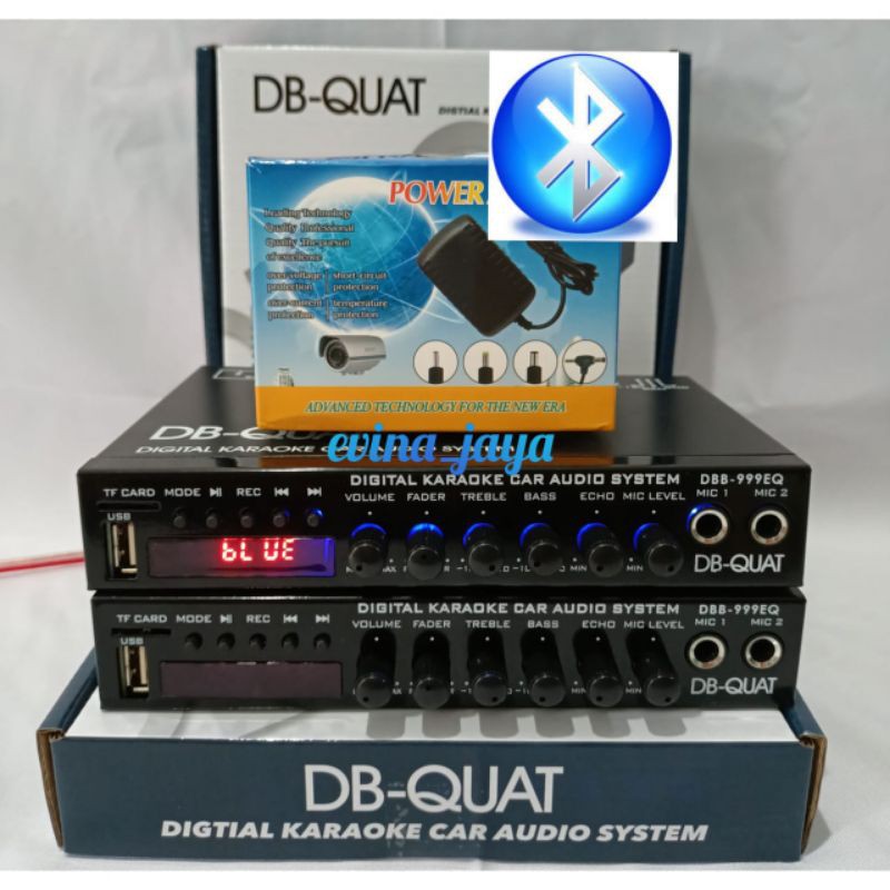 Parametrik equalizer DB QUAT DBB-999EQ bisa bluetooth bonus adaptor 12volt bisa buat pakai dirumah