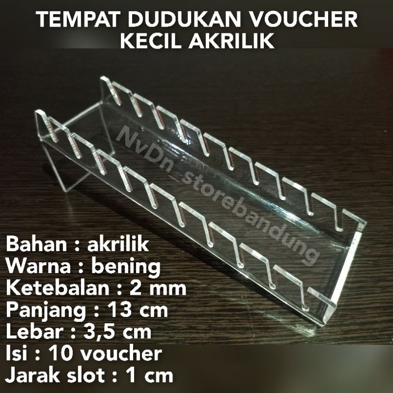 

TEMPAT PAJANGAN VOUCHER / DUDUKAN VOUCHER AKRILIK 2mm ISI 10 SLOT