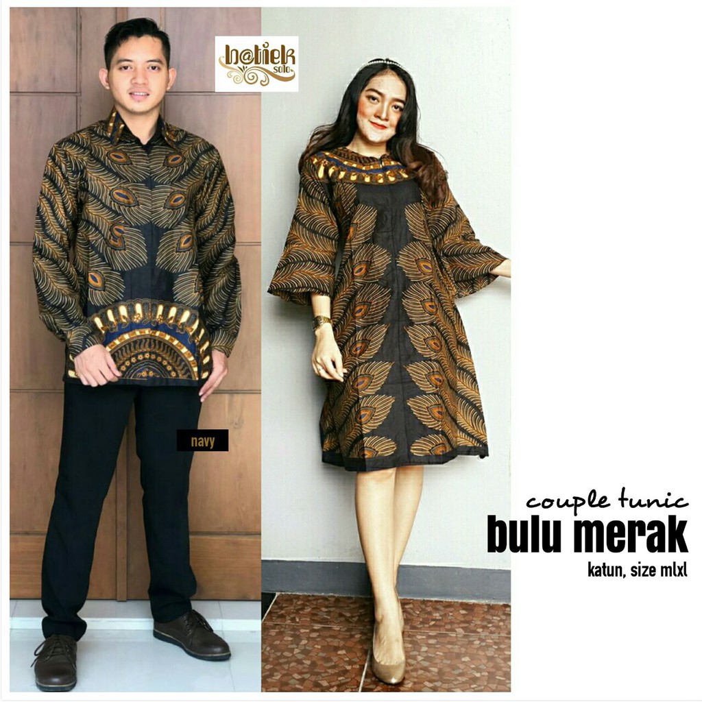 Couple Batik Bulu Merak Hem Lengan Panjang