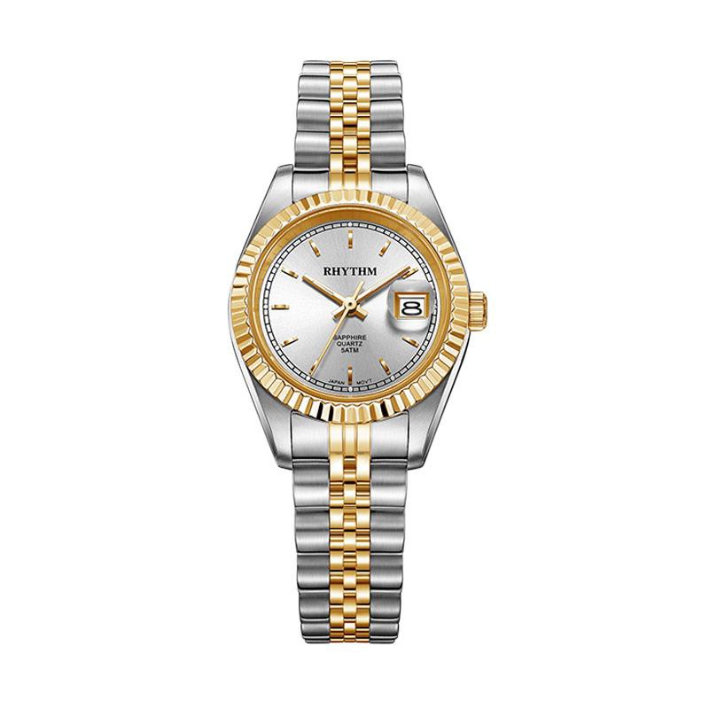 Rhythm RQ1612S09 Stainless Jam Tangan Wanita Silver Gold