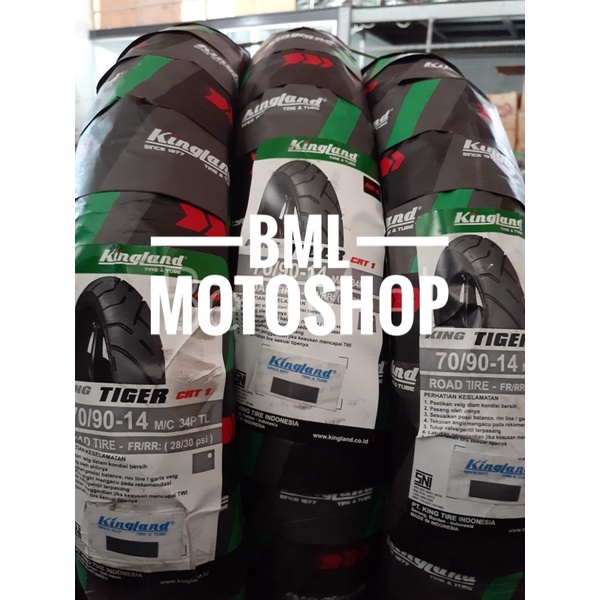 Ban Motor Tubeless Kingland 70/90-14 Tiger CRT Free Pentil Ban Motor Matic 70 90 Ring 14 Ban Luar Motor