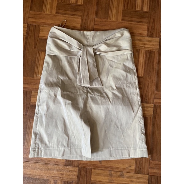 ESPRIT SKIRT KHAKI BOW rok esprit khaki krem span A line pita