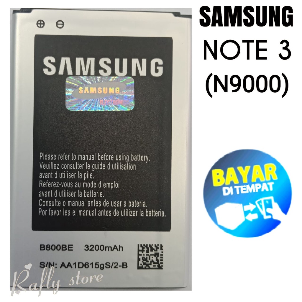 Batrai Samsung Galaxy NOTE 3 (N9000) Baterai Handphone Batre Android Battery Batere Batt B800BE 3200mAh Bisa Bayar Ditempat - Rafly