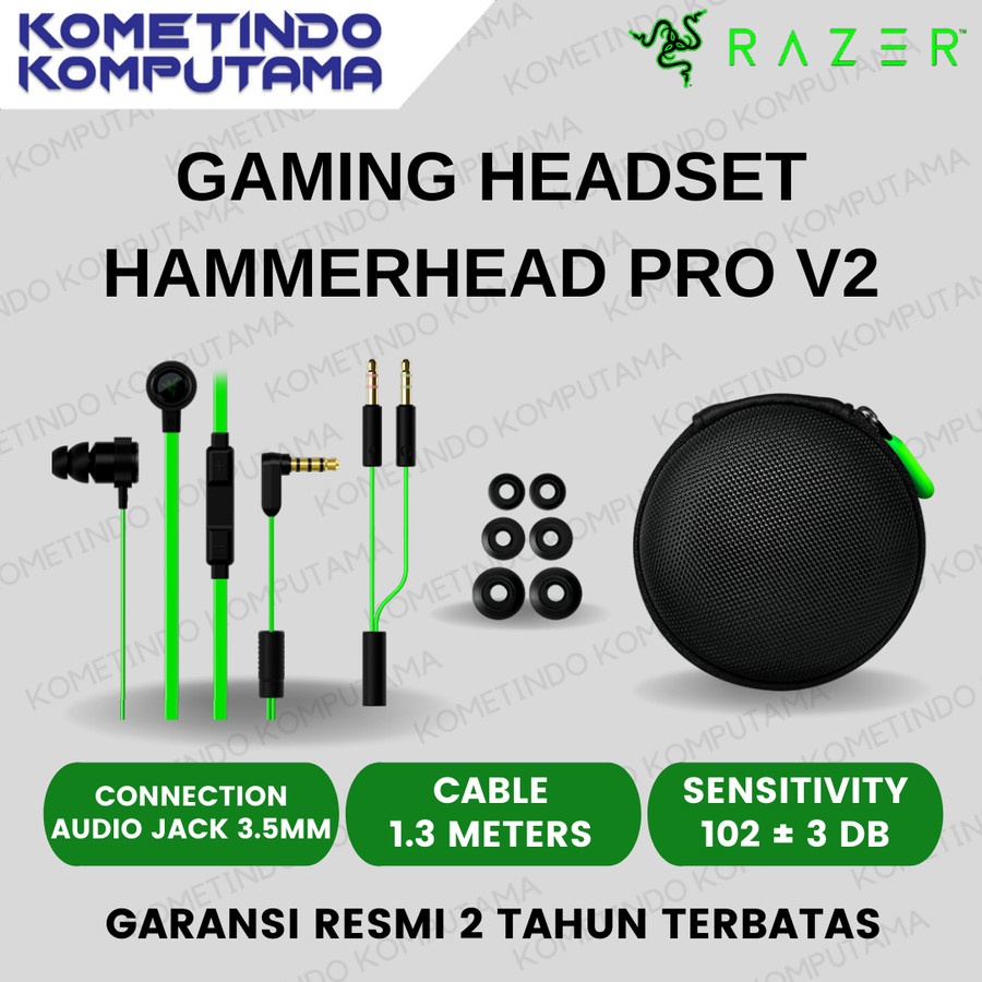 Razer Hammerhead Pro V2 Gaming Earphone Headset 100% Original Garansi