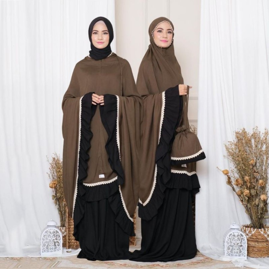 Mukena Baneska Najwa Mix Black - Army 2in1