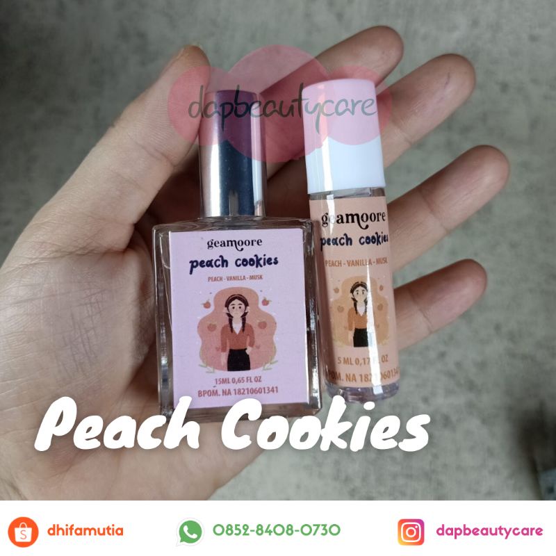 READY‼️ GEAMOORE ADDICTED SERIES 5ML 15ML/ PARFUM GEAMOORE ADDICTED SERIES ROLL ON SPRAY-Peach Cookies