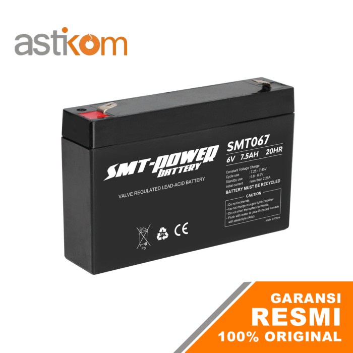 Power Battery Baterai UPS Samoto SMT067 6V 7,5AH Aki Kering