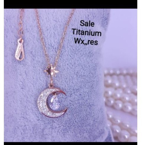 Kalung titanium,tidak luntur,bisa dipake mandi,warna rose gold