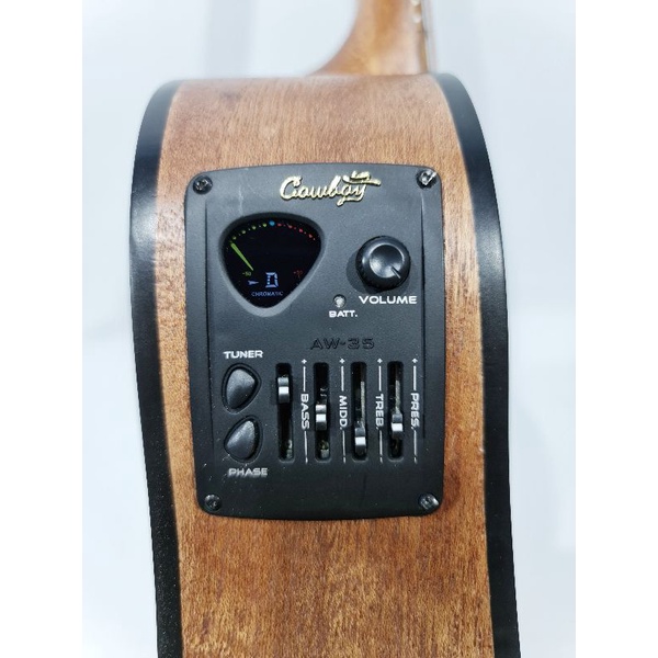 Gitar Akustik Elektrik Cowboy Original Tipe GW-120 NS Coklat Ukuran 3/4 EQ TUNER Cowboy Trusrod