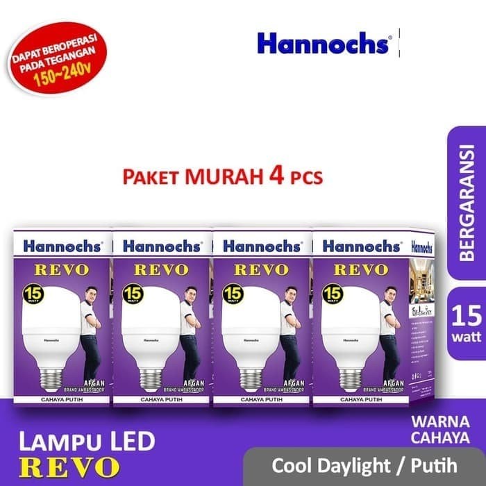 Hannochs Lampu LED Revo 15 watt cahaya Putih ( PAKET 4 pcs )