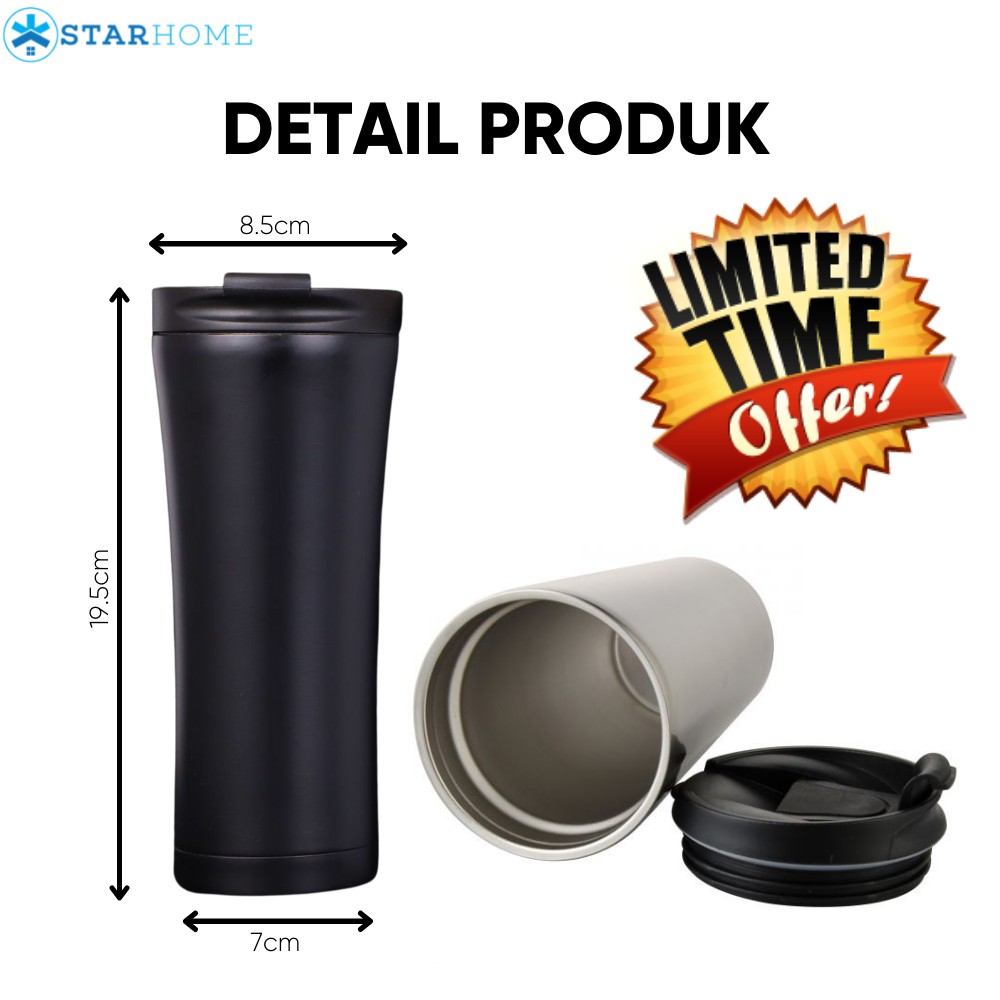 Termos Air Panas Flip Model Tumbler Flip Stainless Steel 500ml - Hitam