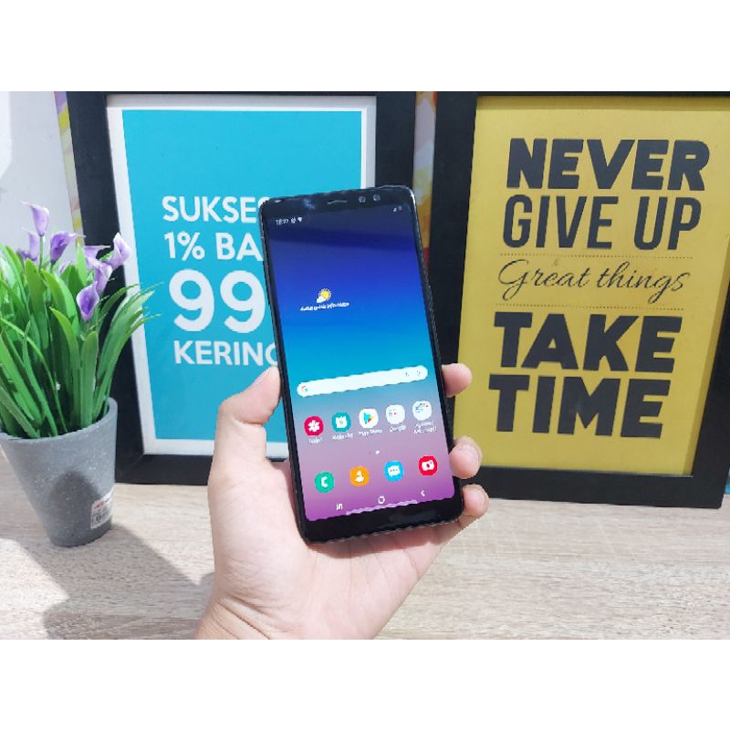 SAMSUNG A8 PLUS BLACK RAM 6/64GB  NO MINUS DUALSIM RESMI SEIN