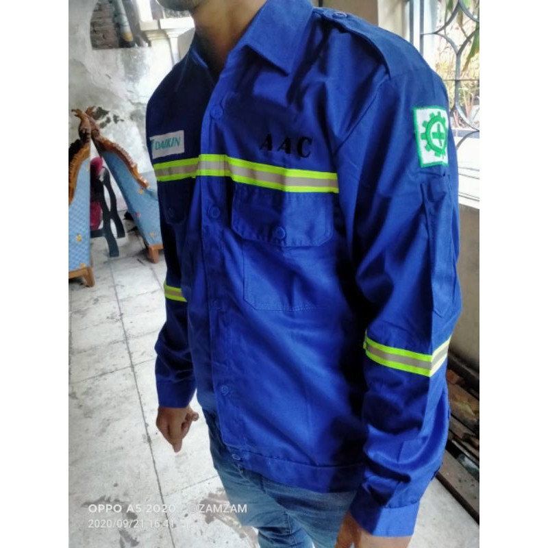 BAJU KERJA SAFETY LAPANGAN PROYEK LENGAN PANJANG SAFETY PRIA KERJA PROYEK BAJU SAFETY TEHNIK K3