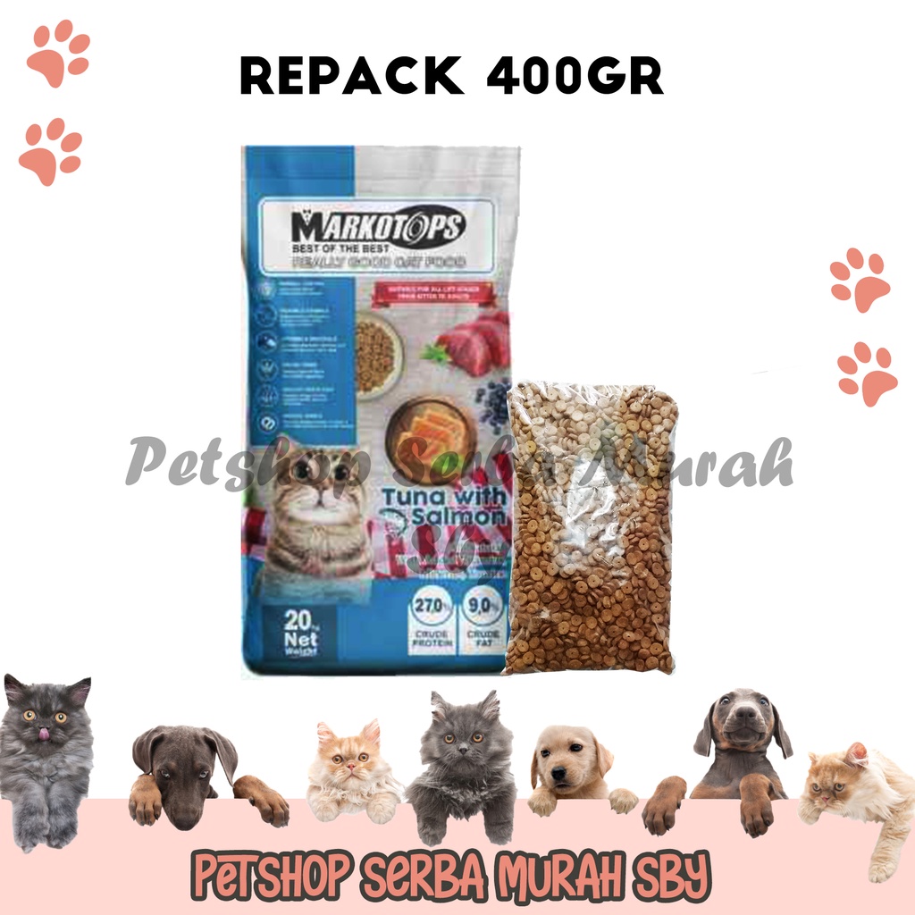 Markotops Tuna With Salmon All Ages Repack 400gr - Makanan Kering Kucing Semua Usia - All Ages Dry Food