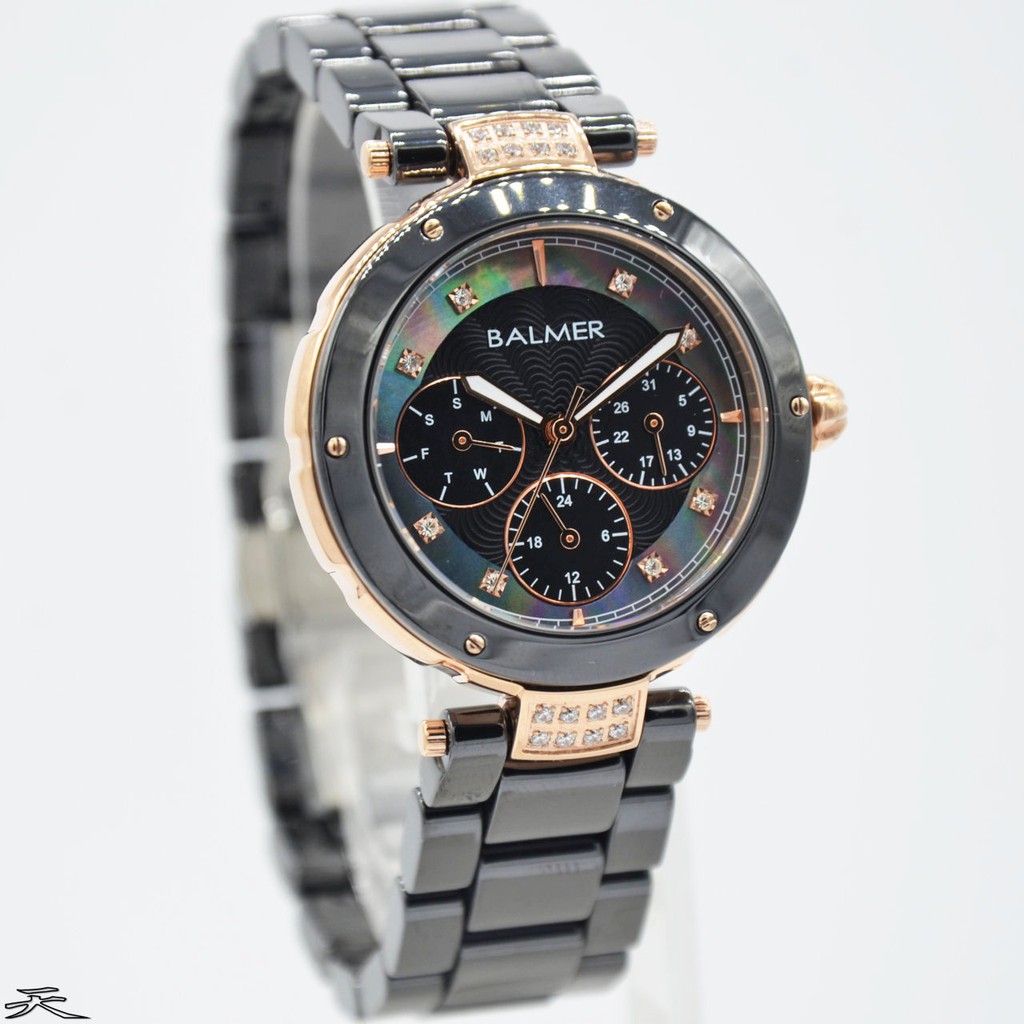 jam tangan wanita Balmer Original keramik B.7937LR/D33700H-hitam rosegold