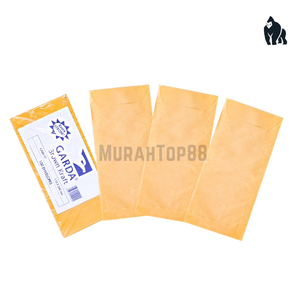 

Amplop Coklat Cabinet Kecil Polos 110 x 240 mm / Brown Kraft Garda Isi 100 pcs