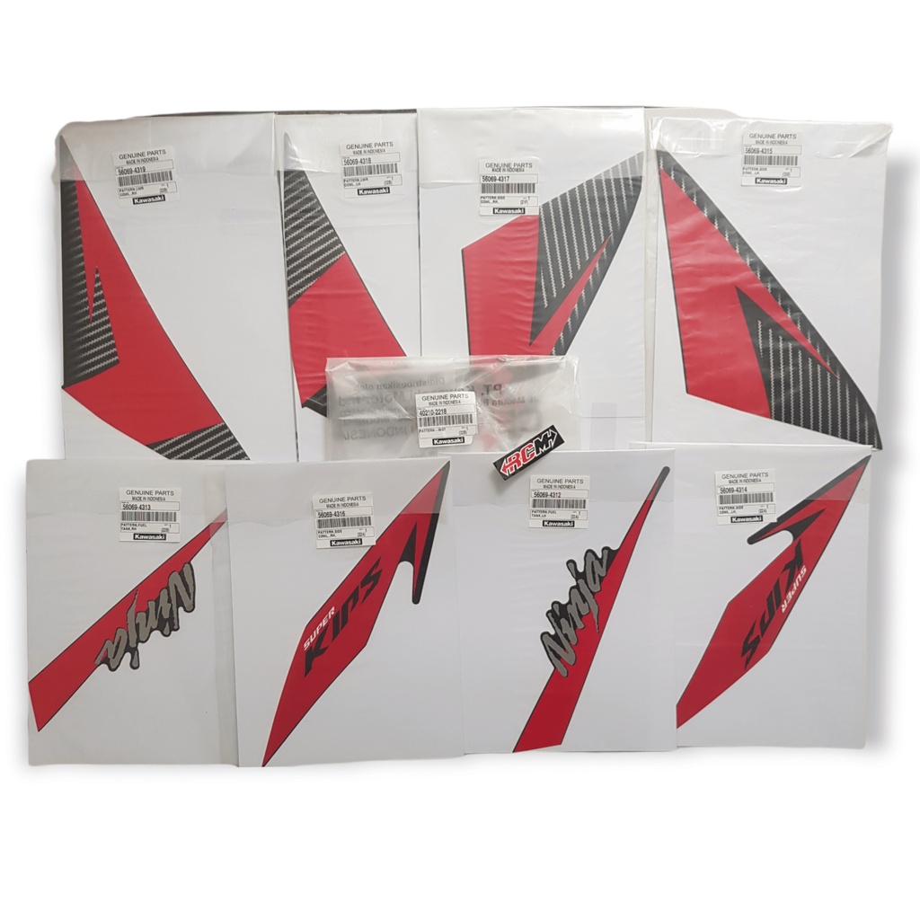 LIST STICKER STIKER STRIPING BODY BODI SET NINJA RR SUPER KIPS SUPERKIPS MERAH RED ORI ORIGINAL KAWASAKI ASLI 40210-2218