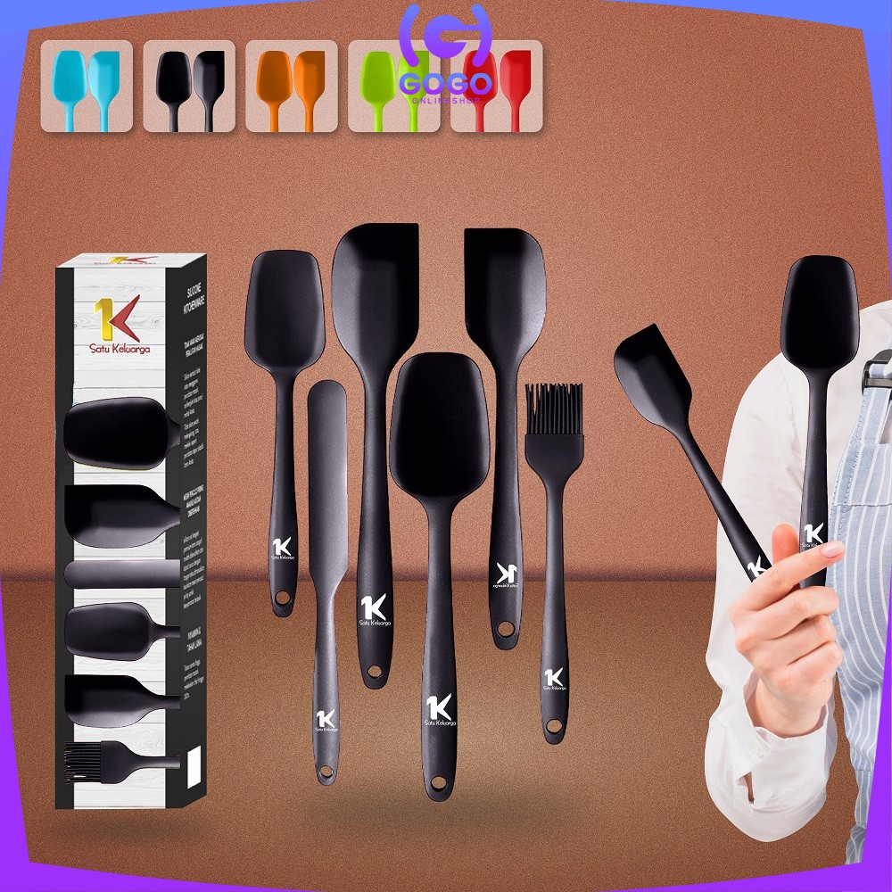 GOGO-C276 Spatula Silikon Tahan Panas Set 6IN1 Sutil Silicone Set Lengkap / Peralatan Dapur Kitchen Tool / Kitchen Utensil Set