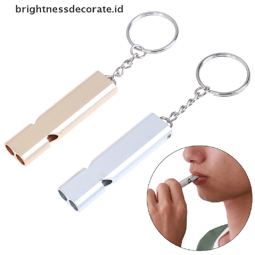 [birth] Alloy Aluminum Emergency Survival Whistle Outdoor Camping Hiking Tool W/Keychain  [ID]