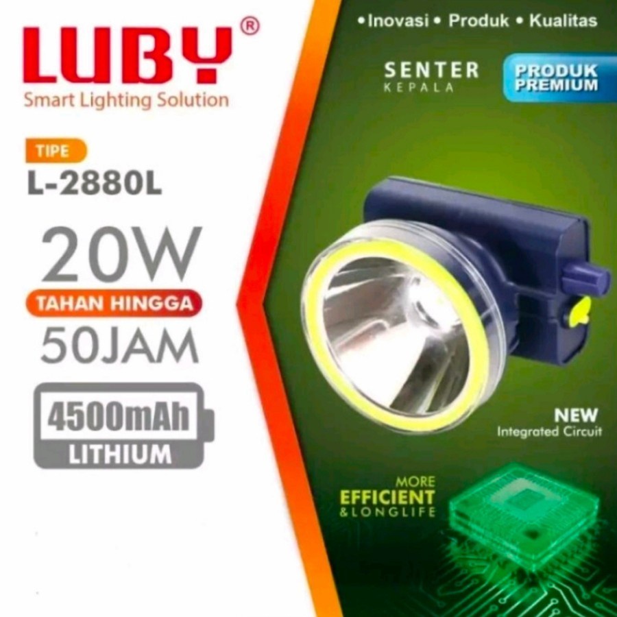 Luby Senter Kepala 20 Watt L-2880L Cahaya Putih Super Terang Original