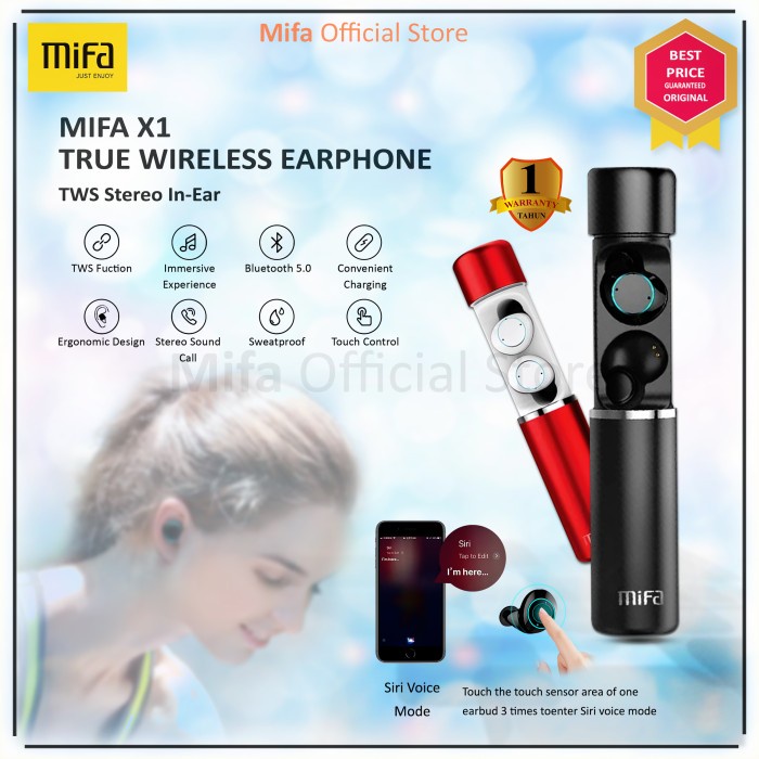 Garansi Resmi Xiaomi Mifa Airdots X1 Sport Earphone Headset Tws - Hitam