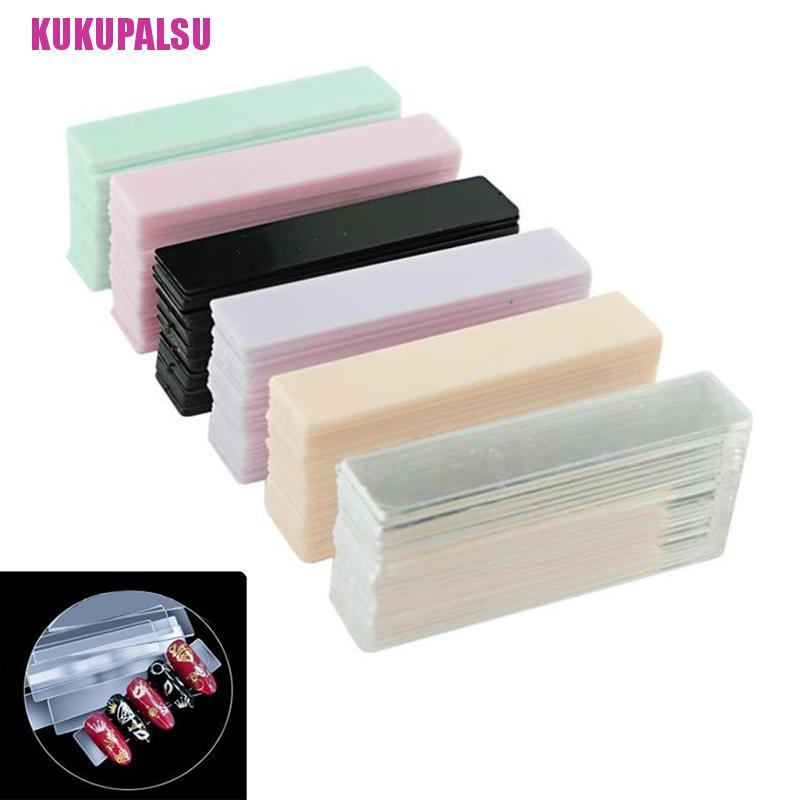 (Full) 48pcs / Set Stand Display Kuku Palsu Bentuk Persegi Panjang Transparan Untuk Latihan Nail Art