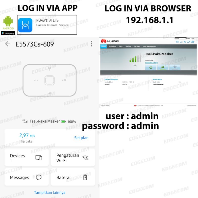 Modem Mifi HUAWEI E5573 4G LTE Unlock All Operator