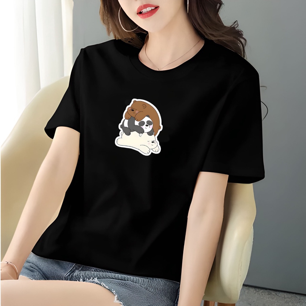 KAOS OVERSIZE WE BARE BEARS LOGO TENGAH T-SHIRT