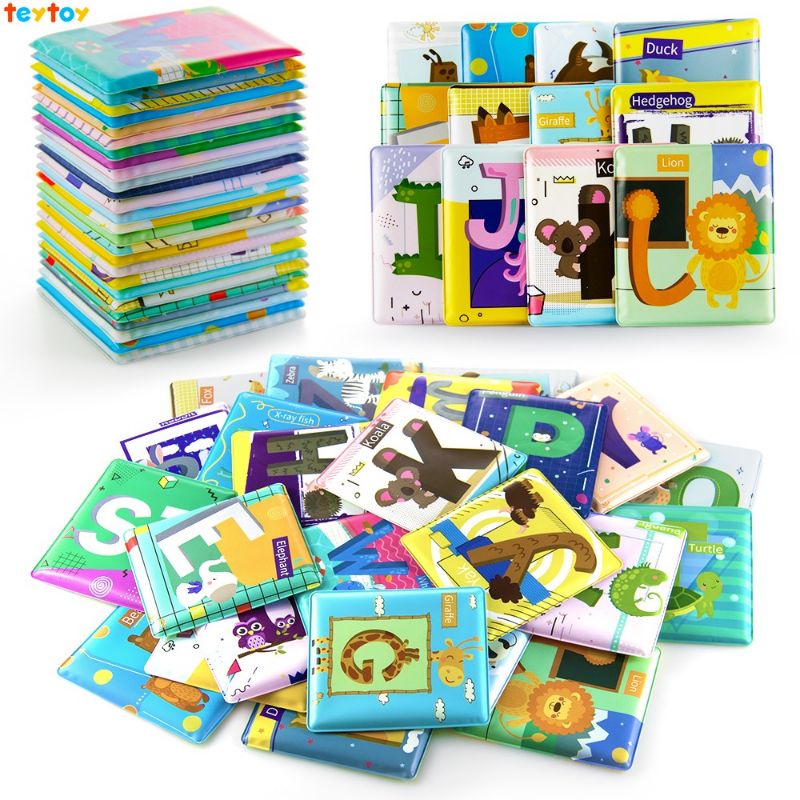 Mainan Edukasi Bayi Flash Card Kartu Pintar Alphabet Mainan Mandi Anak Bath Book Soft Cards TEYTOY Baby Toys Infant Bath Toy, ABC Alphabet Cards Waterproof Early Learning Educational Toy Buku Bantal Mainan Mandi Anti Air Kado Ultah Ulang Tahun Anak