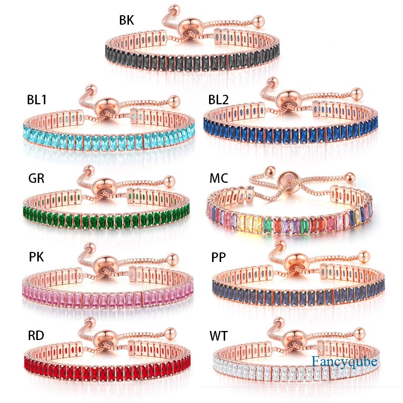 Gelang Rantai Adjustable Hias Kristal Berlian Warna Hitam Untuk Wanita