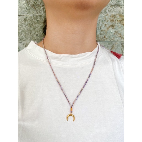 kalung tali moon simple loliastuff (kalung tali/ kalung kepang/ kalung bulan/ kalung unisex/ kalung murah)