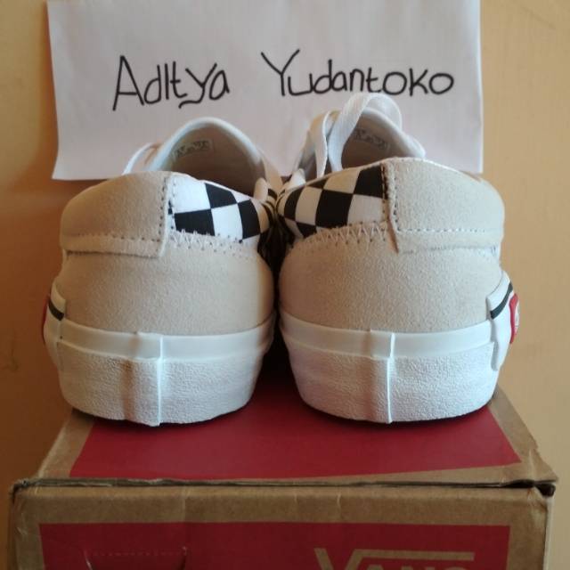 Vans slip on cut and paste checkerboard