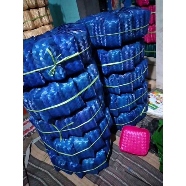 HALODUL [ READY ] BESEK BAMBU WARNA | KOTAK NASI | BESEK NASI CATERING UKURAN 18 X 18 CM  BS 8